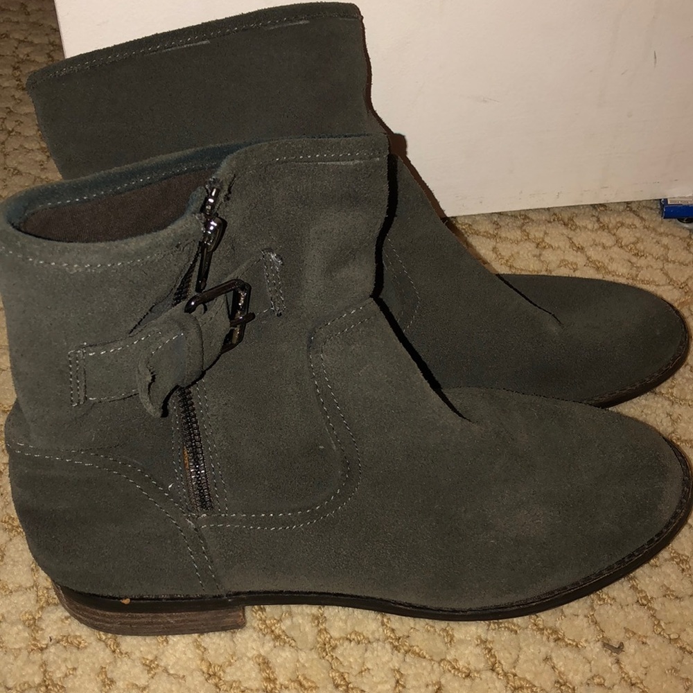 Green suede motorcycle boots